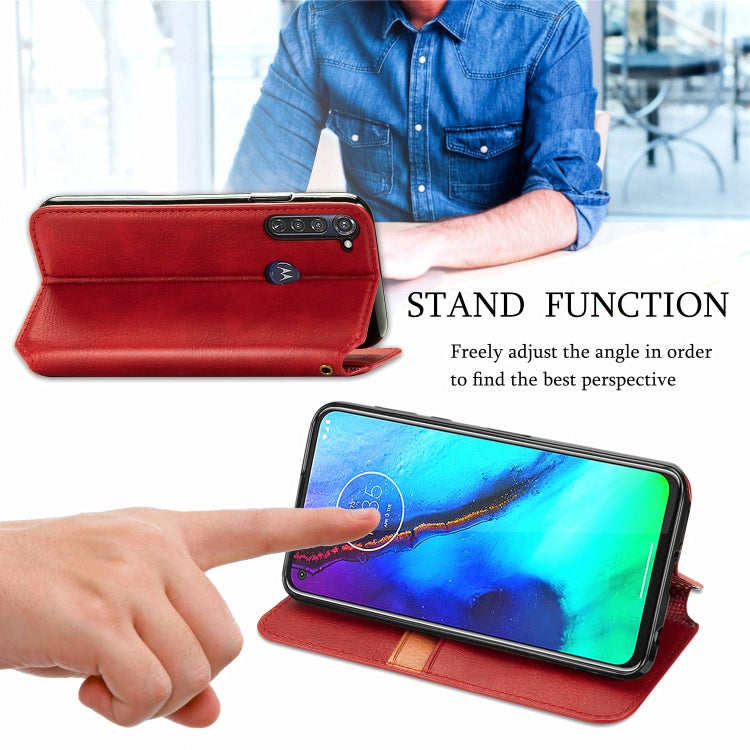 For Motorola Moto G Pro Cubic Grid Pressed Horizontal Flip Magnetic PU Leather Case with Holder & Card Slots & Wallet