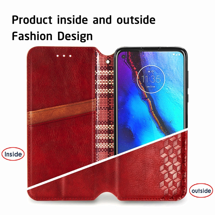 For Motorola Moto G Pro Cubic Grid Pressed Horizontal Flip Magnetic PU Leather Case with Holder & Card Slots & Wallet