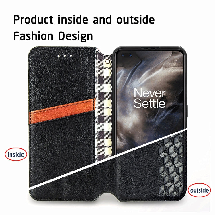 For One Plus Nord Cubic Grid Pressed Horizontal Flip Magnetic PU Leather Case with Holder & Card Slots & Wallet