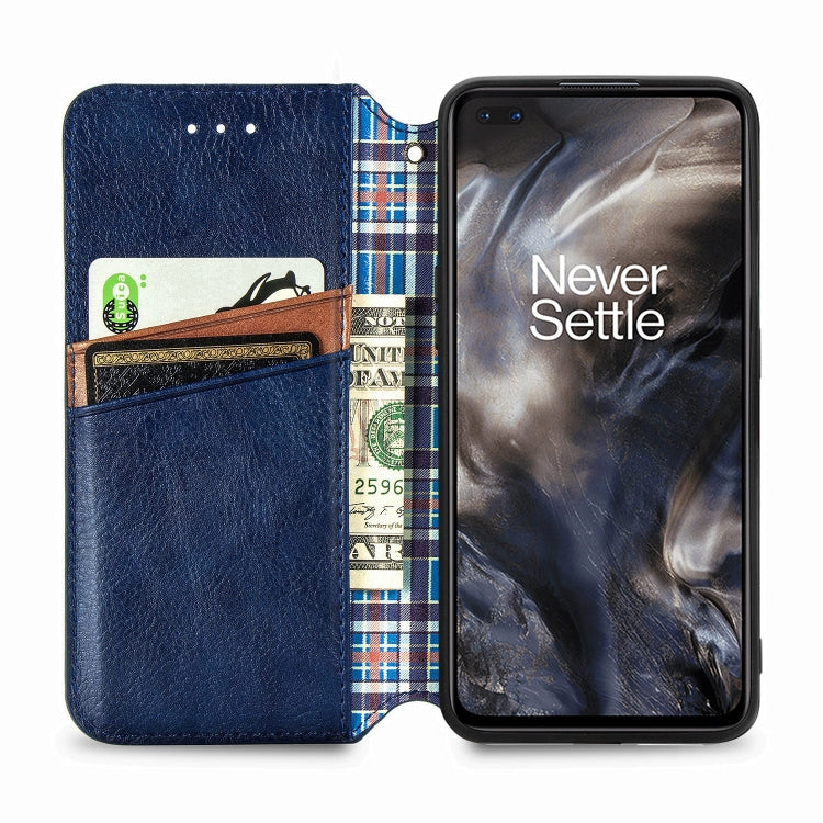 For One Plus Nord Cubic Grid Pressed Horizontal Flip Magnetic PU Leather Case with Holder & Card Slots & Wallet