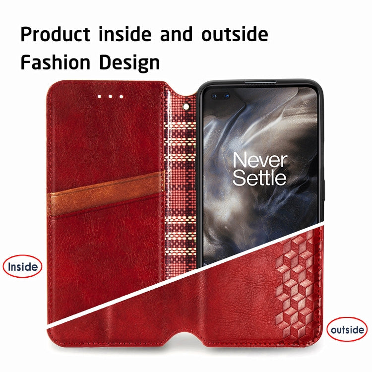 For One Plus Nord Cubic Grid Pressed Horizontal Flip Magnetic PU Leather Case with Holder & Card Slots & Wallet