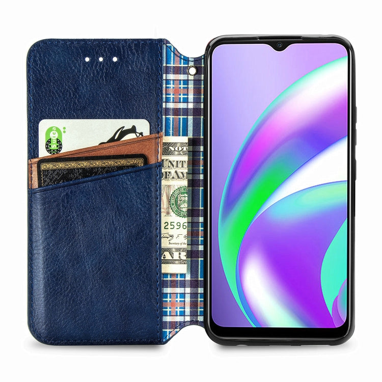 For OPPO Realme C12 Cubic Grid Pressed Horizontal Flip Magnetic PU Leather Case with Holder & Card Slots & Wallet