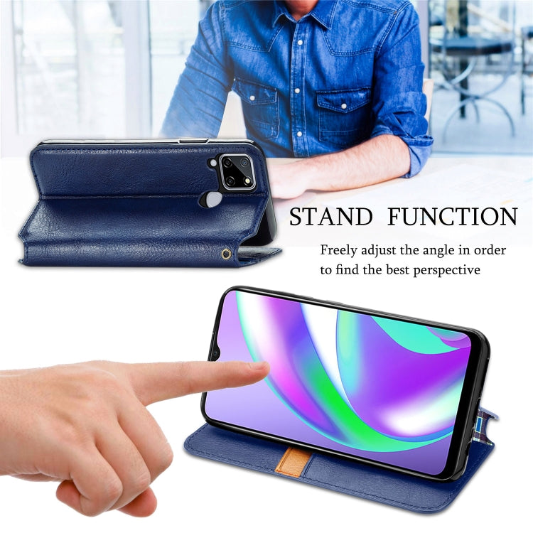 For OPPO Realme C12 Cubic Grid Pressed Horizontal Flip Magnetic PU Leather Case with Holder & Card Slots & Wallet