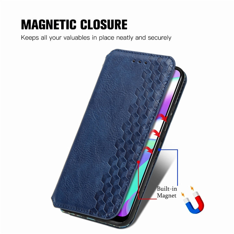 For OPPO Realme C12 Cubic Grid Pressed Horizontal Flip Magnetic PU Leather Case with Holder & Card Slots & Wallet