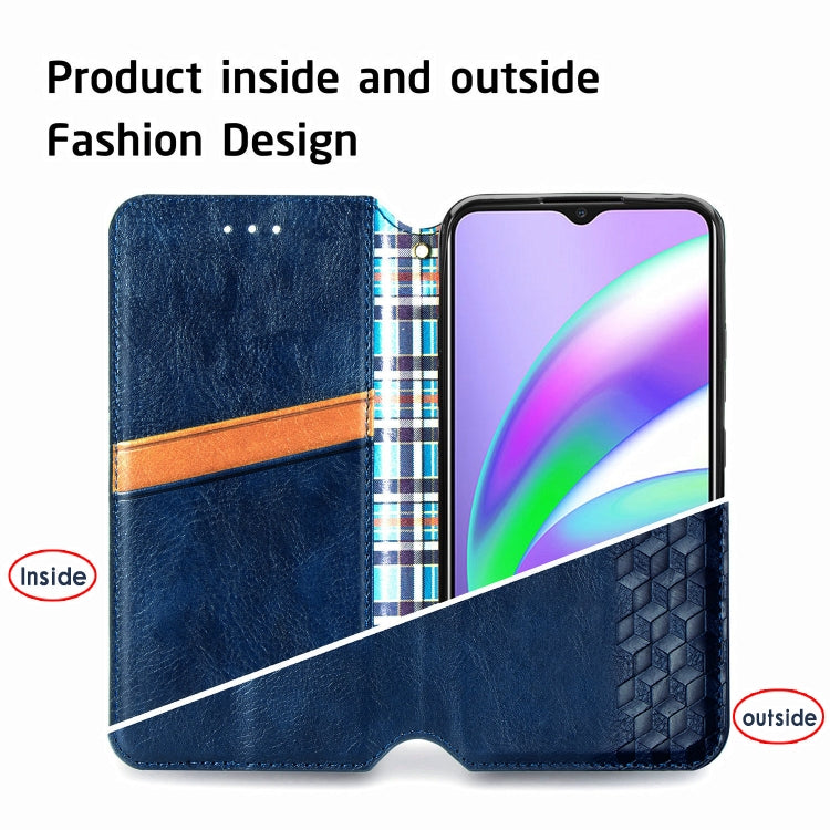 For OPPO Realme C12 Cubic Grid Pressed Horizontal Flip Magnetic PU Leather Case with Holder & Card Slots & Wallet