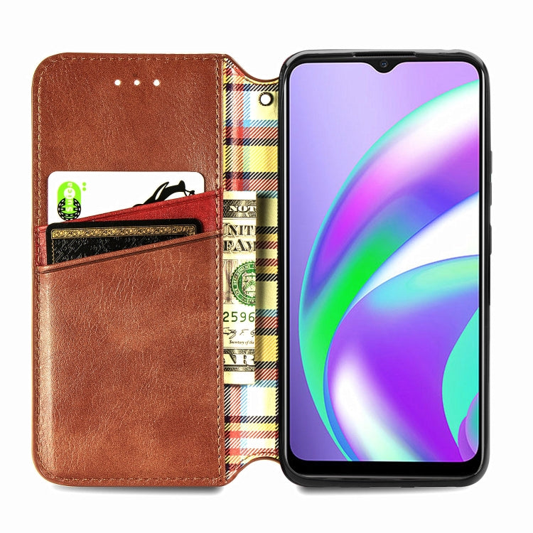 For OPPO Realme C12 Cubic Grid Pressed Horizontal Flip Magnetic PU Leather Case with Holder & Card Slots & Wallet