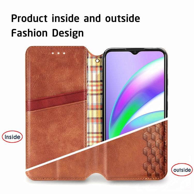 For OPPO Realme C12 Cubic Grid Pressed Horizontal Flip Magnetic PU Leather Case with Holder & Card Slots & Wallet