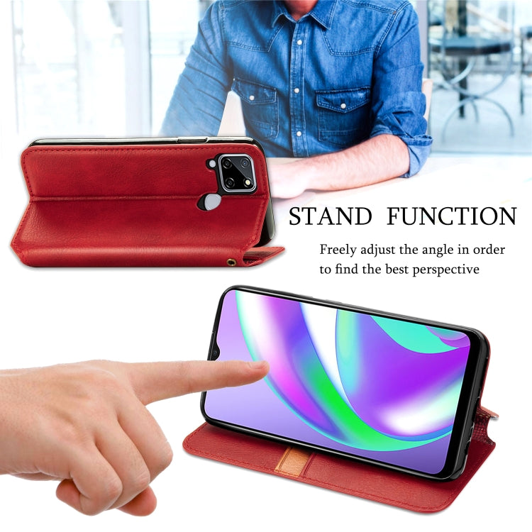 For OPPO Realme C12 Cubic Grid Pressed Horizontal Flip Magnetic PU Leather Case with Holder & Card Slots & Wallet