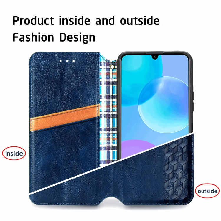 For Huawei Honor 30 Lite Cubic Grid Pressed Horizontal Flip Magnetic PU Leather Case with Holder & Card Slots & Wallet