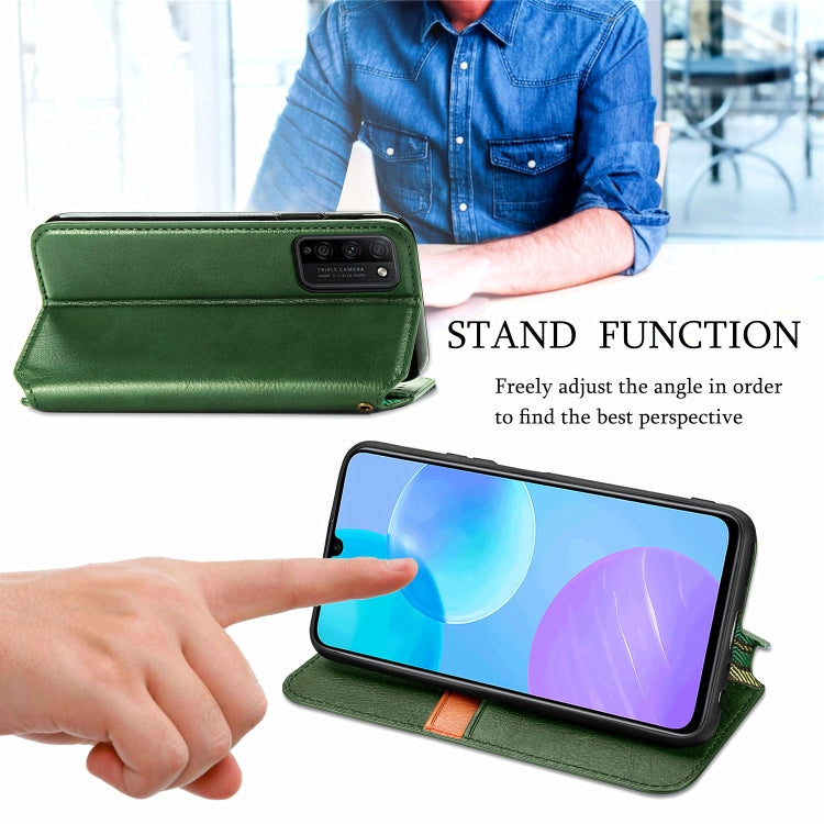 For Huawei Honor 30 Lite Cubic Grid Pressed Horizontal Flip Magnetic PU Leather Case with Holder & Card Slots & Wallet