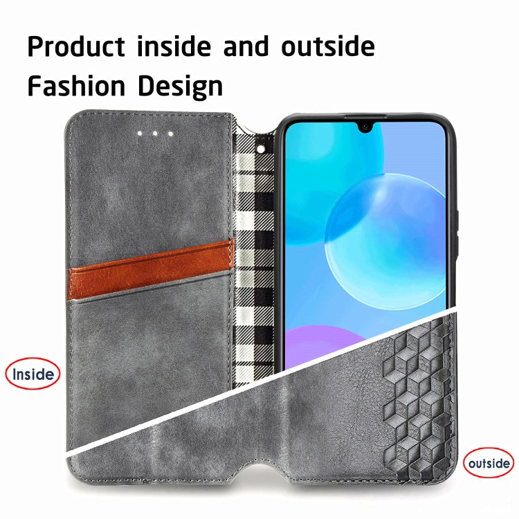 For Huawei Honor 30 Lite Cubic Grid Pressed Horizontal Flip Magnetic PU Leather Case with Holder & Card Slots & Wallet