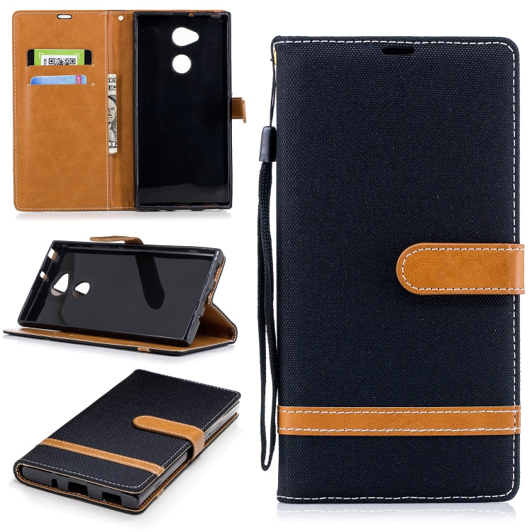 Color Matching Denim Texture Leather Case for Sony Xa2 Ultra , with Holder & Card Slots & Wallet & Lanyard