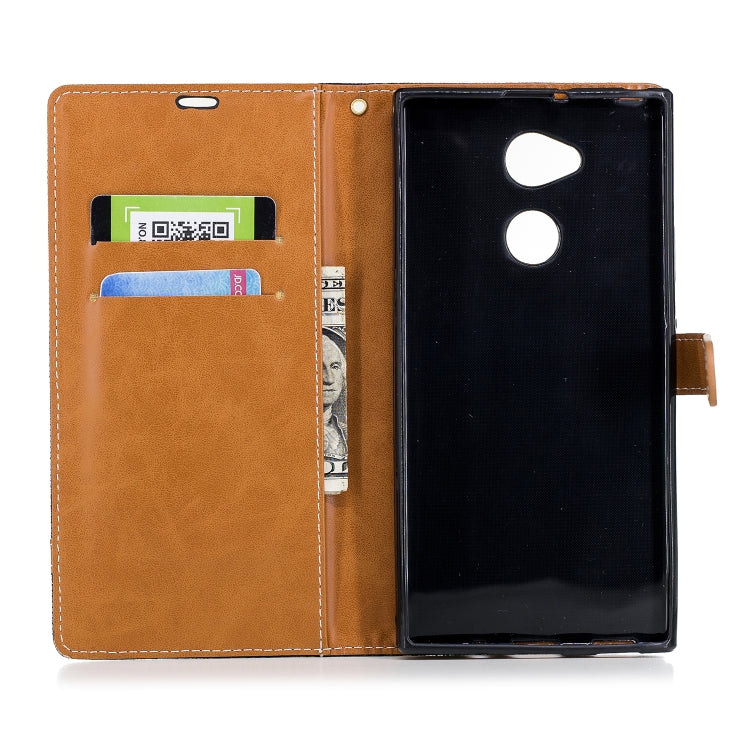 Color Matching Denim Texture Leather Case for Sony Xa2 Ultra , with Holder & Card Slots & Wallet & Lanyard