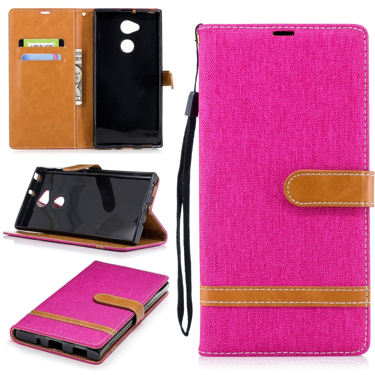 Color Matching Denim Texture Leather Case for Sony Xa2 Ultra , with Holder & Card Slots & Wallet & Lanyard