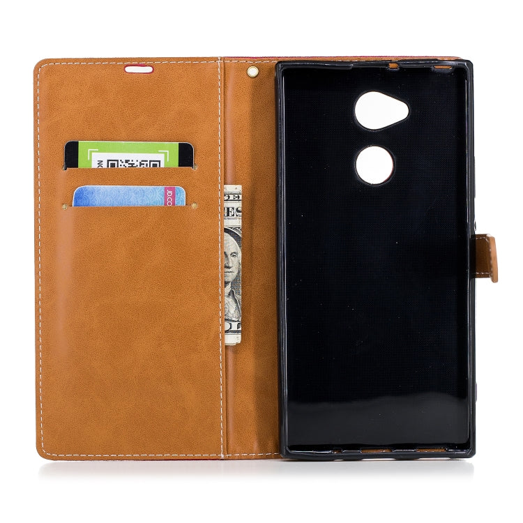 Color Matching Denim Texture Leather Case for Sony Xa2 Ultra , with Holder & Card Slots & Wallet & Lanyard