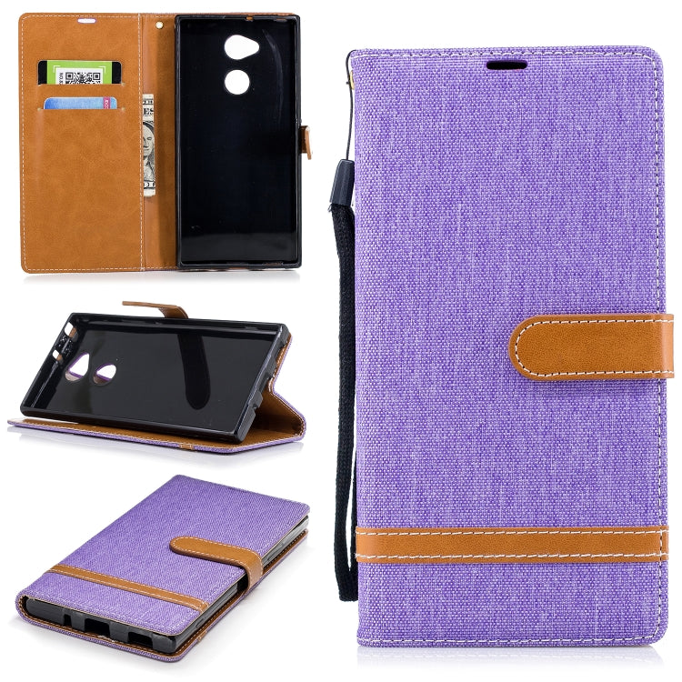 Color Matching Denim Texture Leather Case for Sony Xa2 Ultra , with Holder & Card Slots & Wallet & Lanyard