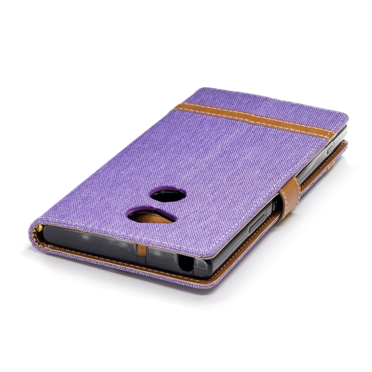 Color Matching Denim Texture Leather Case for Sony Xa2 Ultra , with Holder & Card Slots & Wallet & Lanyard