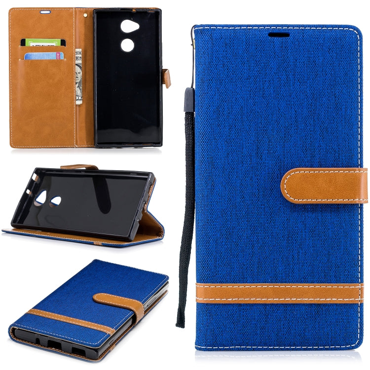 Color Matching Denim Texture Leather Case for Sony Xa2 Ultra , with Holder & Card Slots & Wallet & Lanyard