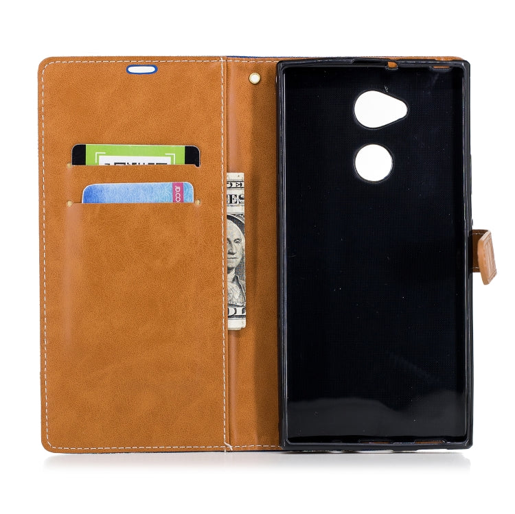 Color Matching Denim Texture Leather Case for Sony Xa2 Ultra , with Holder & Card Slots & Wallet & Lanyard