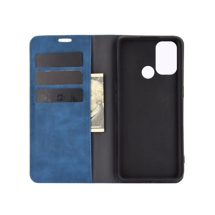 For OPPO A53 2020/OPPO A32 2020 Retro-skin Business Magnetic Suction Leather Case with Holder & Card Slots & Wallet