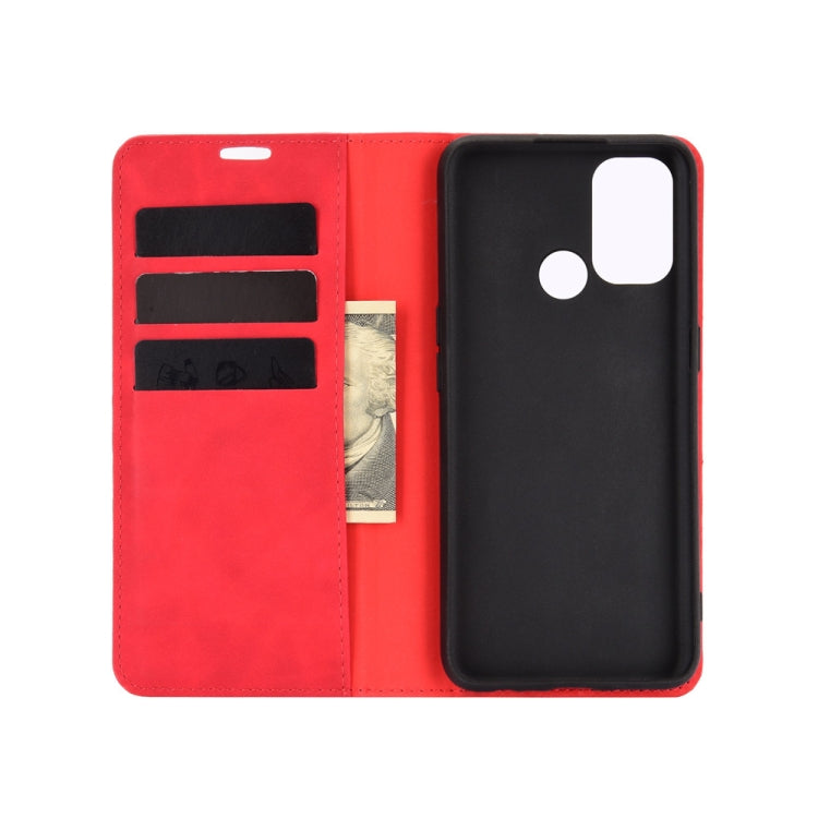 For OPPO A53 2020/OPPO A32 2020 Retro-skin Business Magnetic Suction Leather Case with Holder & Card Slots & Wallet