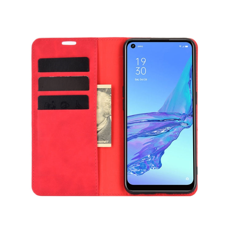 For OPPO A53 2020/OPPO A32 2020 Retro-skin Business Magnetic Suction Leather Case with Holder & Card Slots & Wallet