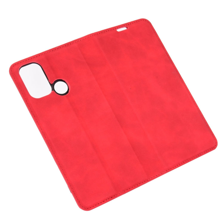 For OPPO A53 2020/OPPO A32 2020 Retro-skin Business Magnetic Suction Leather Case with Holder & Card Slots & Wallet