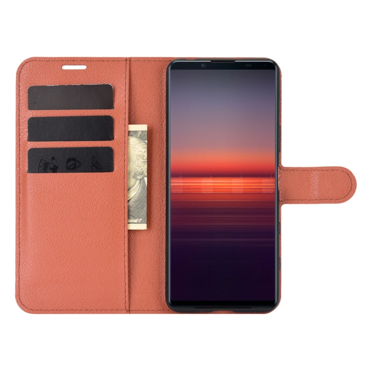 For Sony Xperia 5 II Litchi Texture Horizontal Flip Protective Case with Holder & Card Slots & Wallet