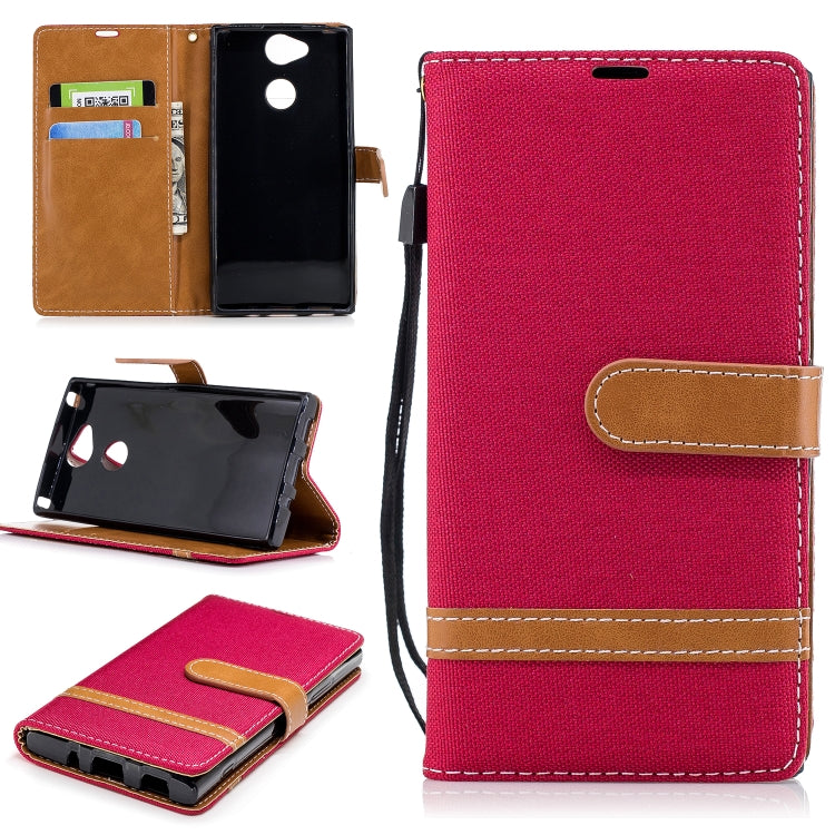 Color Matching Denim Texture Leather Case for Sony Xperia XA2, with Holder & Card Slots & Wallet & Lanyard