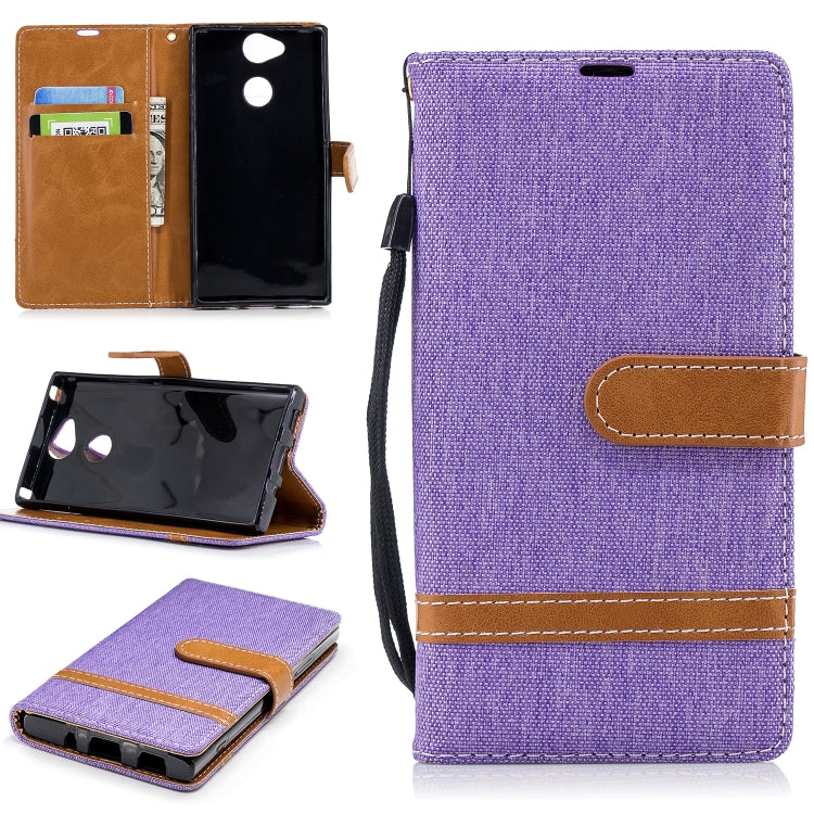 Color Matching Denim Texture Leather Case for Sony Xperia XA2, with Holder & Card Slots & Wallet & Lanyard