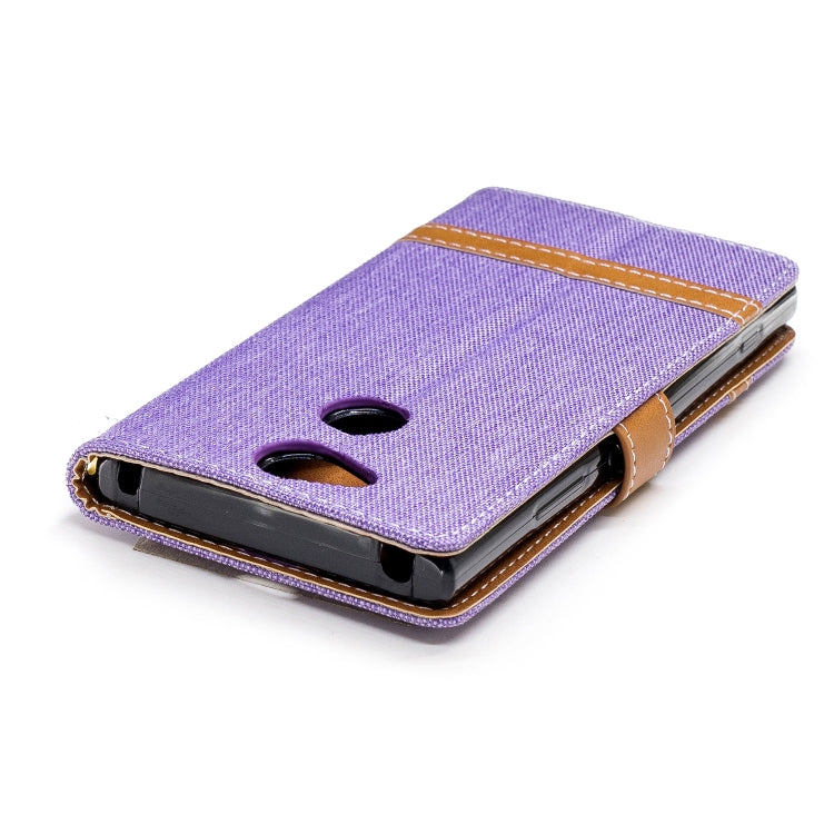 Color Matching Denim Texture Leather Case for Sony Xperia XA2, with Holder & Card Slots & Wallet & Lanyard