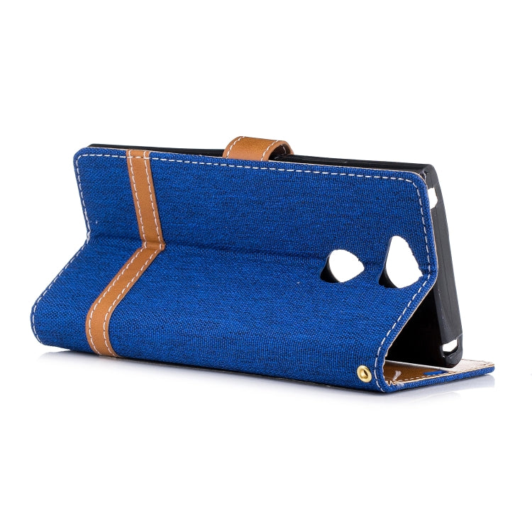 Color Matching Denim Texture Leather Case for Sony Xperia XA2, with Holder & Card Slots & Wallet & Lanyard