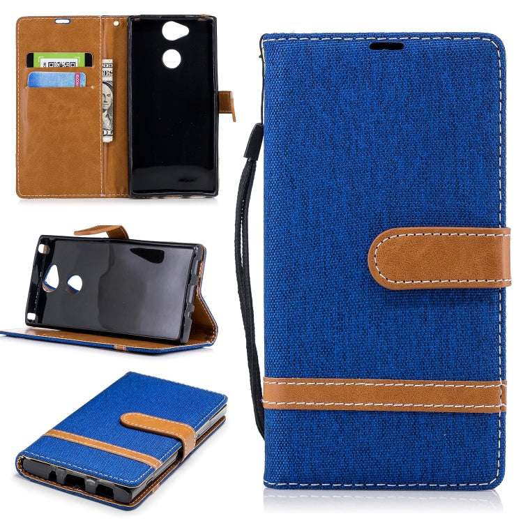 Color Matching Denim Texture Leather Case for Sony Xperia XA2, with Holder & Card Slots & Wallet & Lanyard