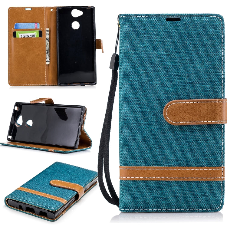Color Matching Denim Texture Leather Case for Sony Xperia XA2, with Holder & Card Slots & Wallet & Lanyard