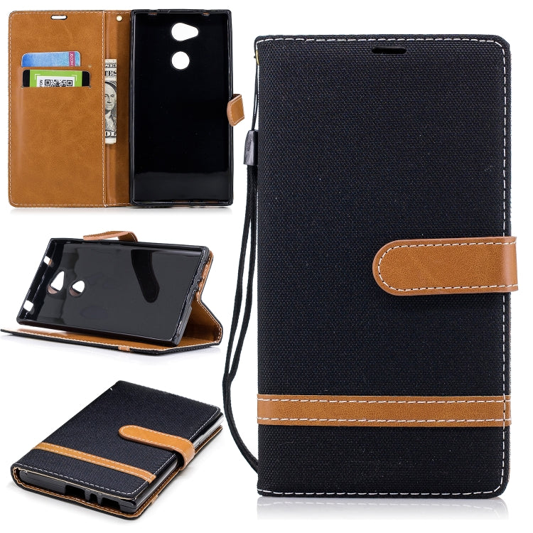 Color Matching Denim Texture Leather Case for Sony Xperia L2, with Holder & Card Slots & Wallet & Lanyard