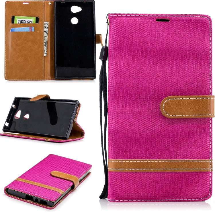 Color Matching Denim Texture Leather Case for Sony Xperia L2, with Holder & Card Slots & Wallet & Lanyard