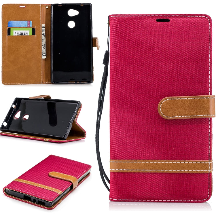Color Matching Denim Texture Leather Case for Sony Xperia L2, with Holder & Card Slots & Wallet & Lanyard