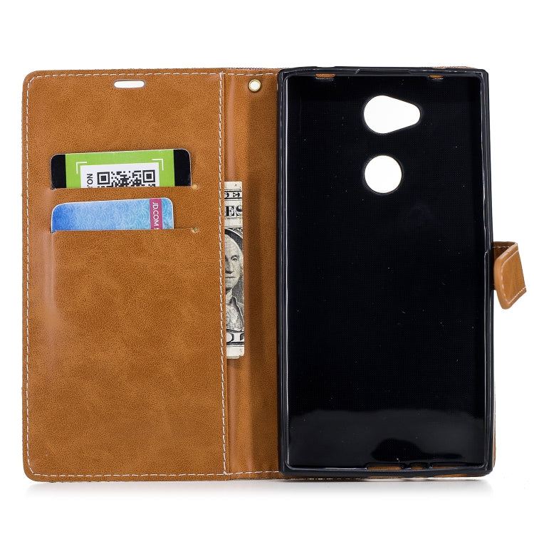 Color Matching Denim Texture Leather Case for Sony Xperia L2, with Holder & Card Slots & Wallet & Lanyard