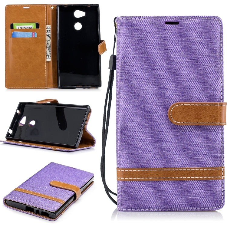 Color Matching Denim Texture Leather Case for Sony Xperia L2, with Holder & Card Slots & Wallet & Lanyard