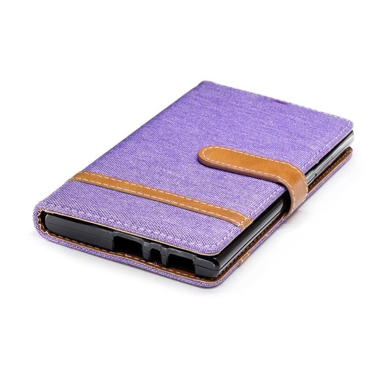 Color Matching Denim Texture Leather Case for Sony Xperia L2, with Holder & Card Slots & Wallet & Lanyard