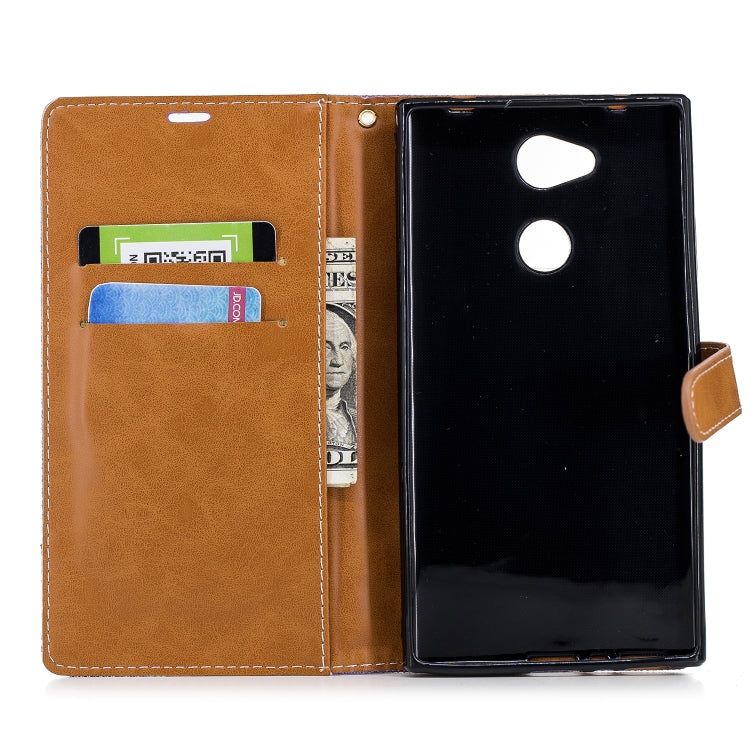 Color Matching Denim Texture Leather Case for Sony Xperia L2, with Holder & Card Slots & Wallet & Lanyard