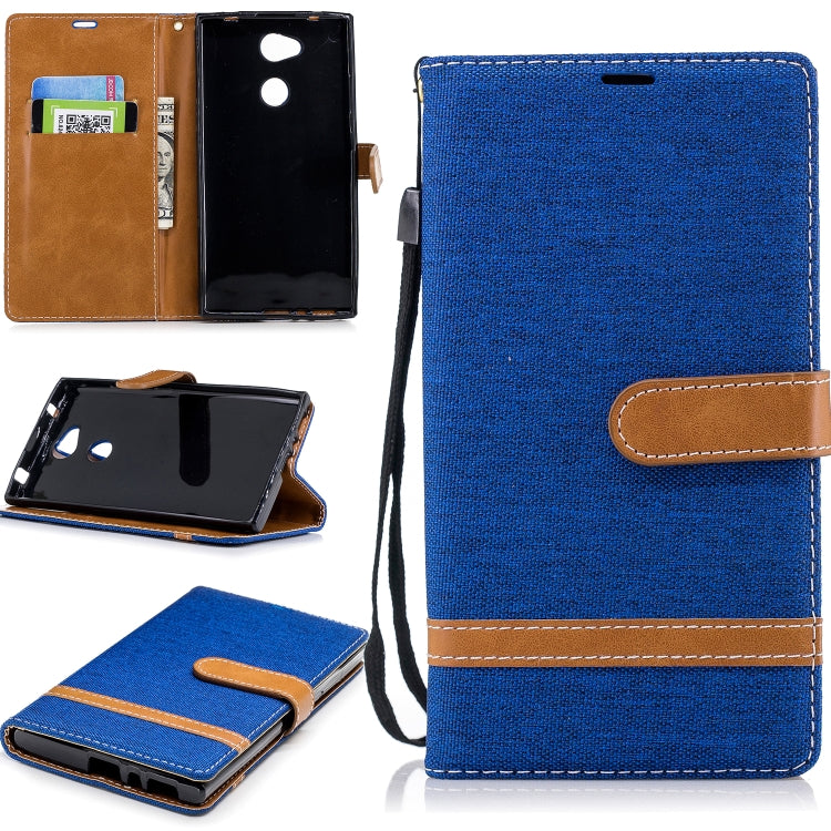 Color Matching Denim Texture Leather Case for Sony Xperia L2, with Holder & Card Slots & Wallet & Lanyard