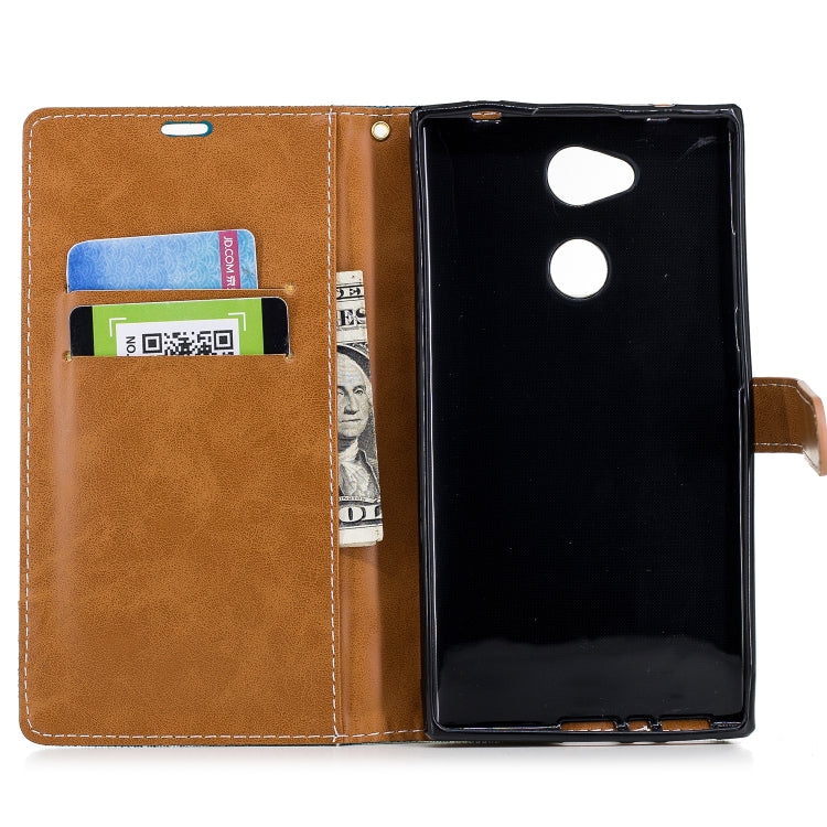 Color Matching Denim Texture Leather Case for Sony Xperia L2, with Holder & Card Slots & Wallet & Lanyard