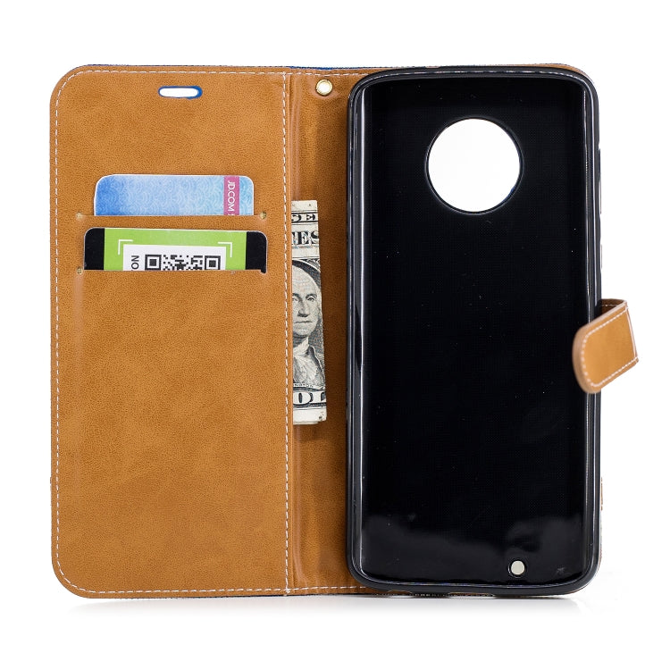 Color Matching Denim Texture Leather Case for Motorola G6 , with Holder & Card Slots & Wallet & Lanyard