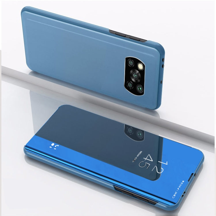 For Xiaomi Poco X3 NFC Plated Mirror Horizontal Flip Leather Case with Holder