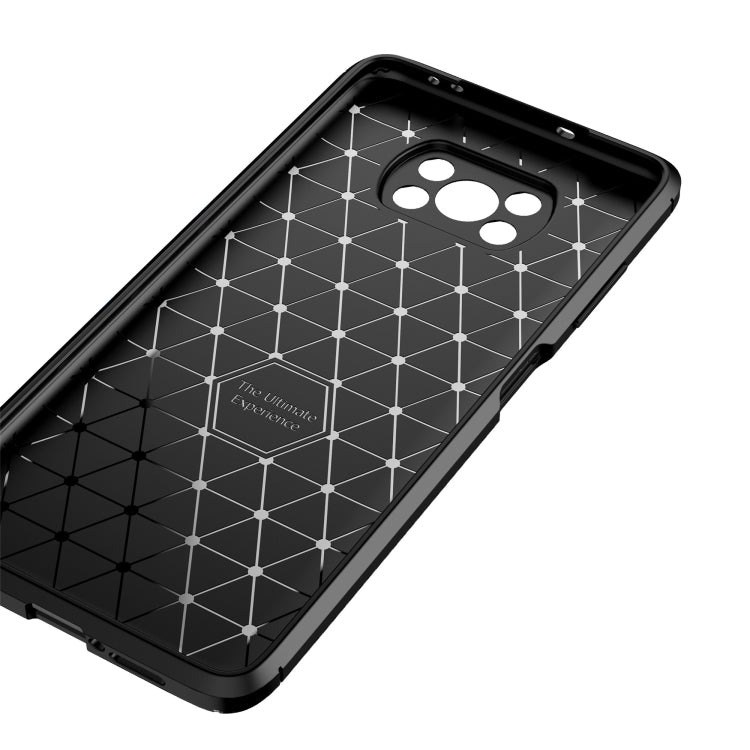 For Xiaomi POCO X3 Carbon Fiber Texture Shockproof TPU Case(Brown)