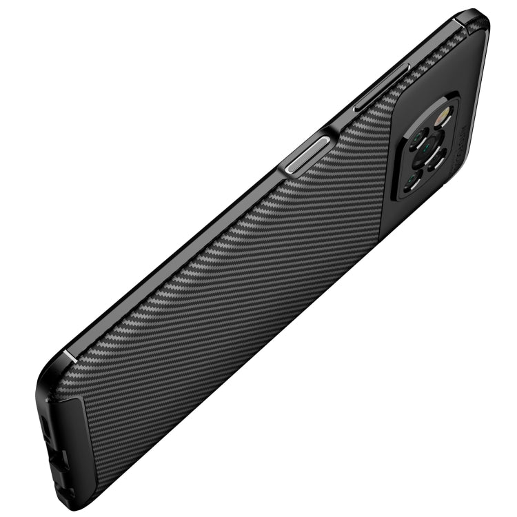 For Xiaomi POCO X3 Carbon Fiber Texture Shockproof TPU Case(Brown)