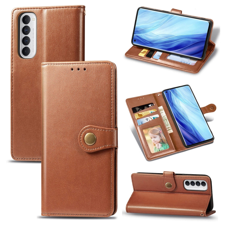 For Oppo Reno4 Pro 4G Retro Solid Color Leather Buckle Phone Case with Lanyard & Photo Frame & Card Slot & Wallet & Stand Function