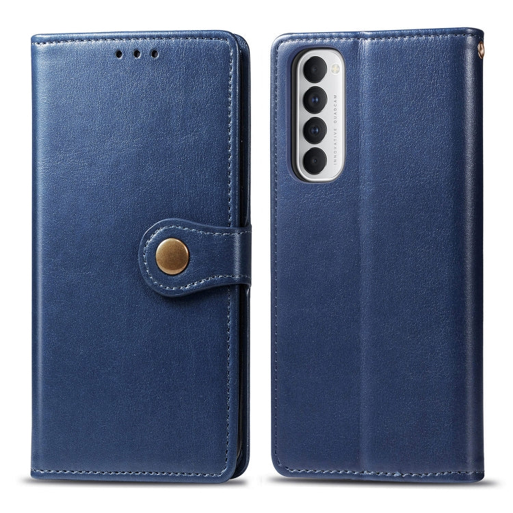 For Oppo Reno4 Pro 4G Retro Solid Color Leather Buckle Phone Case with Lanyard & Photo Frame & Card Slot & Wallet & Stand Function