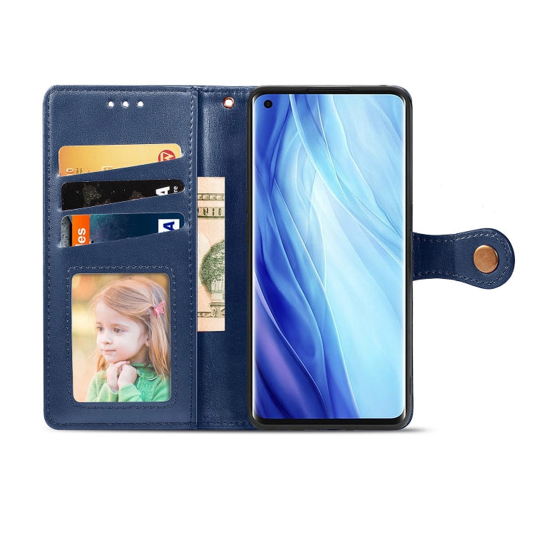 For Oppo Reno4 Pro 4G Retro Solid Color Leather Buckle Phone Case with Lanyard & Photo Frame & Card Slot & Wallet & Stand Function